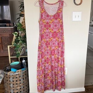 Soft Surroundings Pink and Yellow Floral Dress size Medium